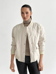 Kurtka pikowana bomber, kremowa