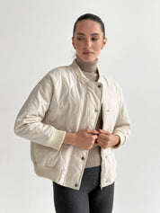 Kurtka pikowana bomber, kremowa