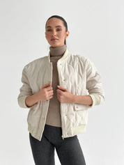 Kurtka pikowana bomber, kremowa