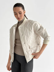 Kurtka pikowana bomber, kremowa
