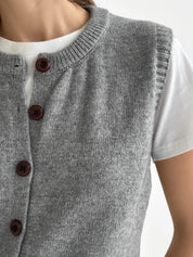 Kamizelka dziana na guziki, szara