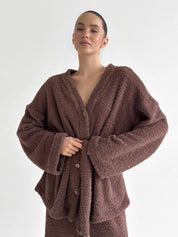 Spodnie Soft frotte, brązowe