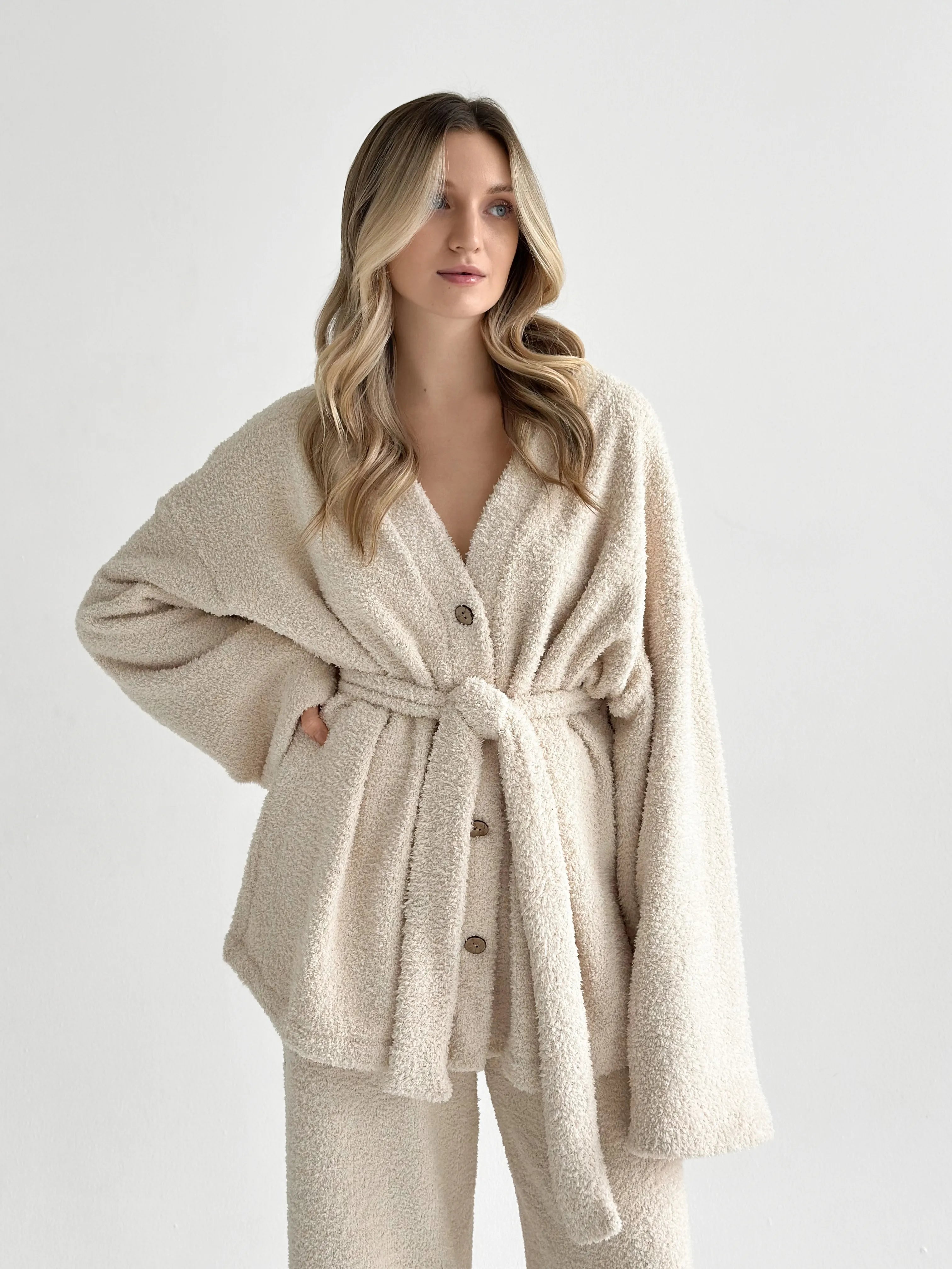 Spodnie Soft frotte, mleczne
