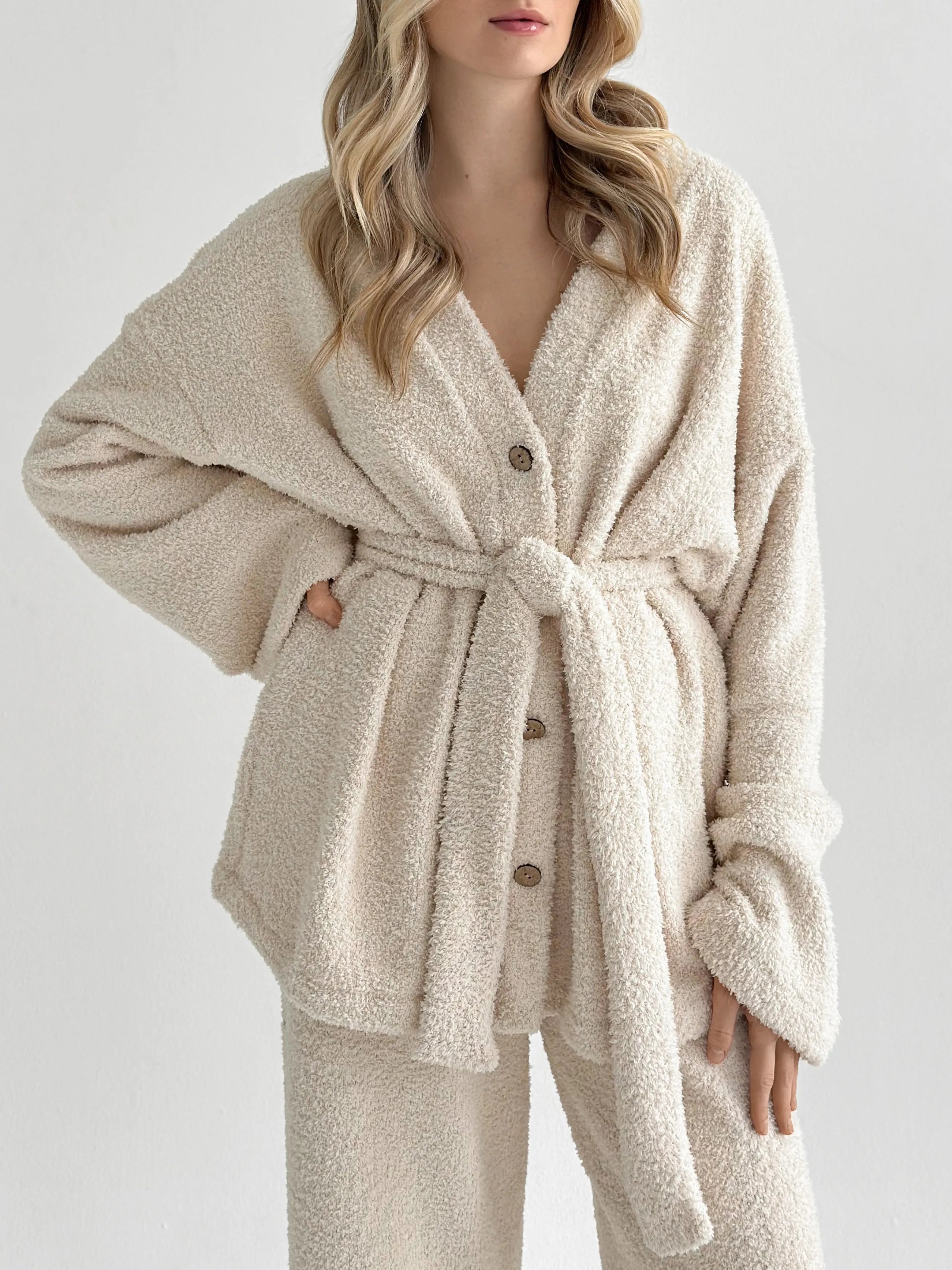 Spodnie Soft frotte, mleczne