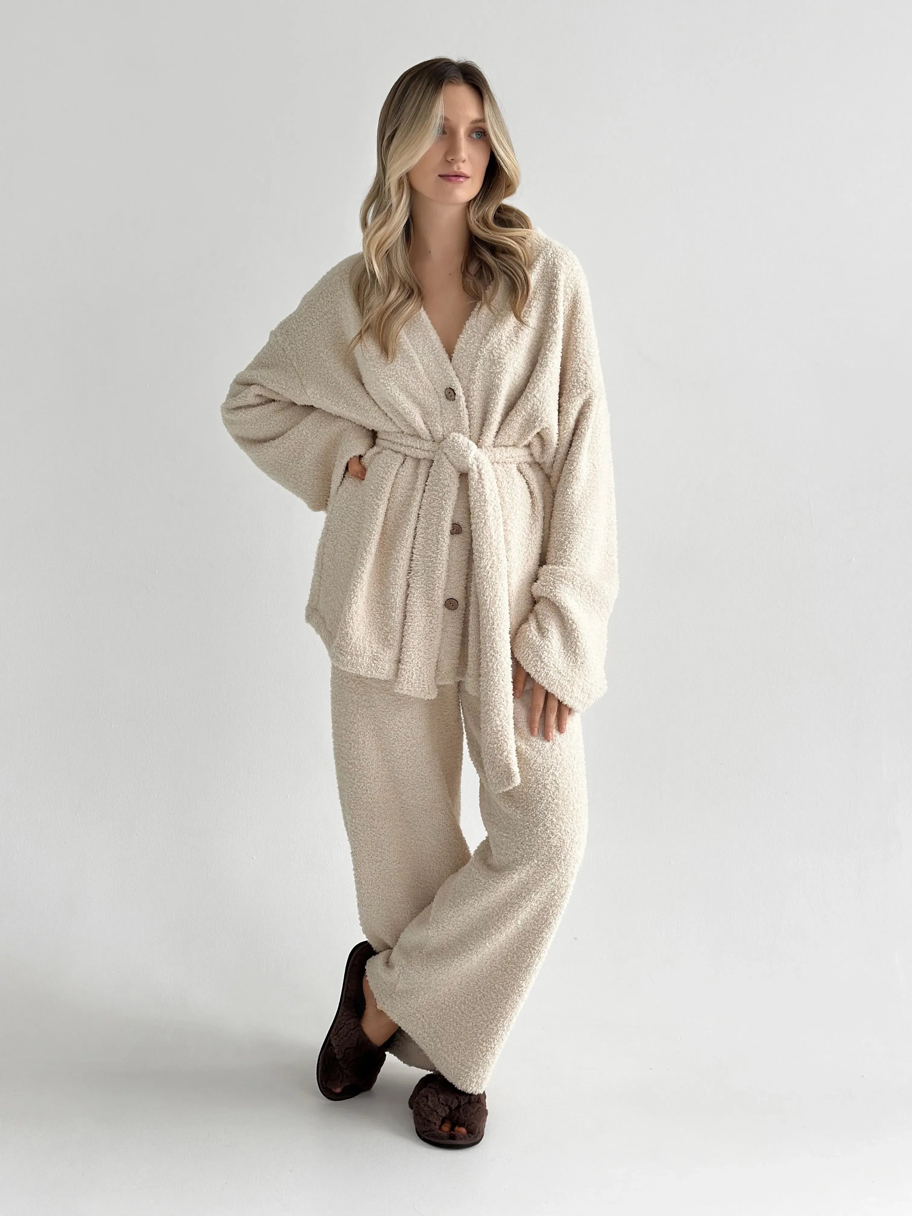 Spodnie Soft frotte, mleczne