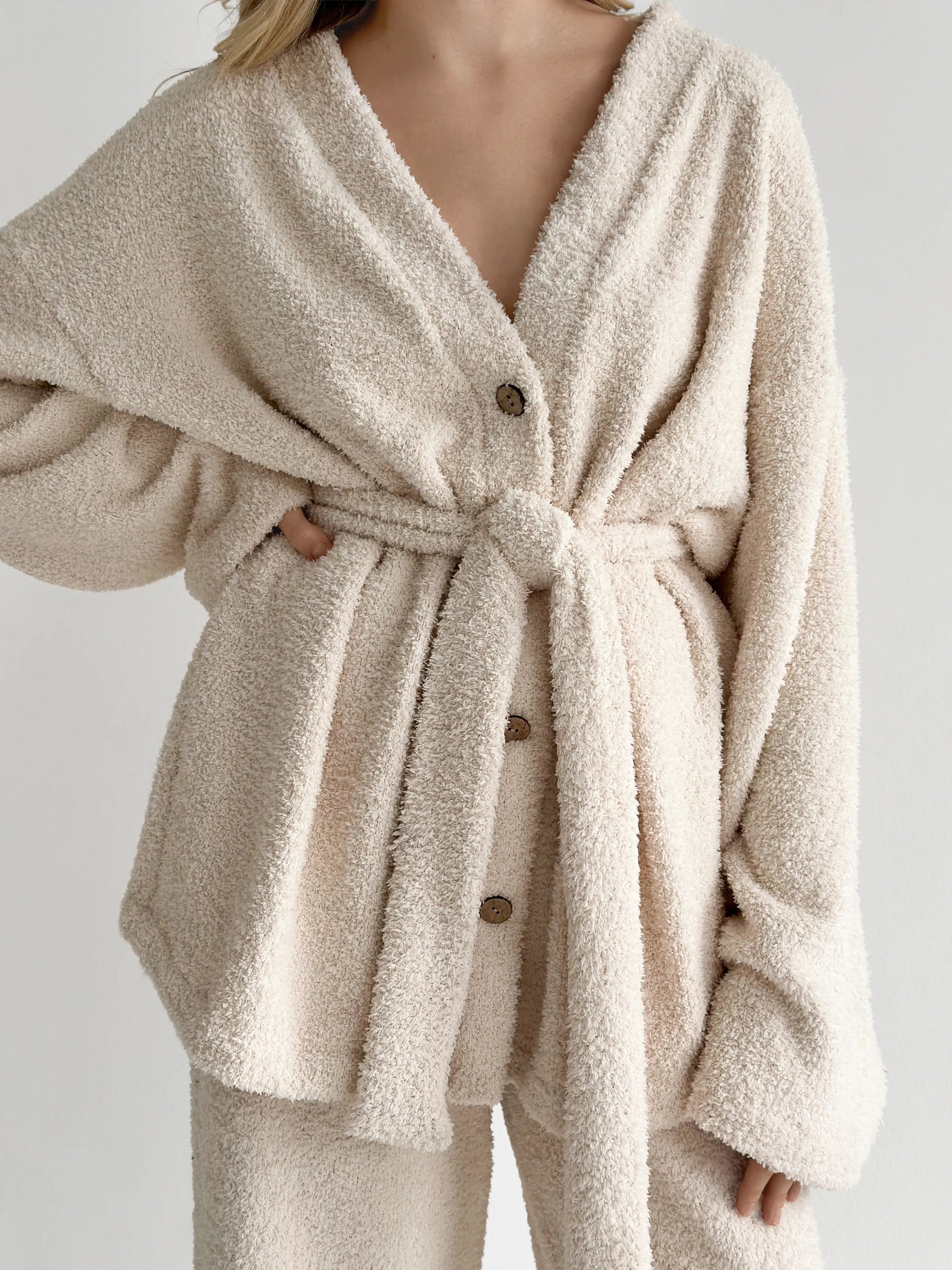 Kardigan Soft frotte, mleczny