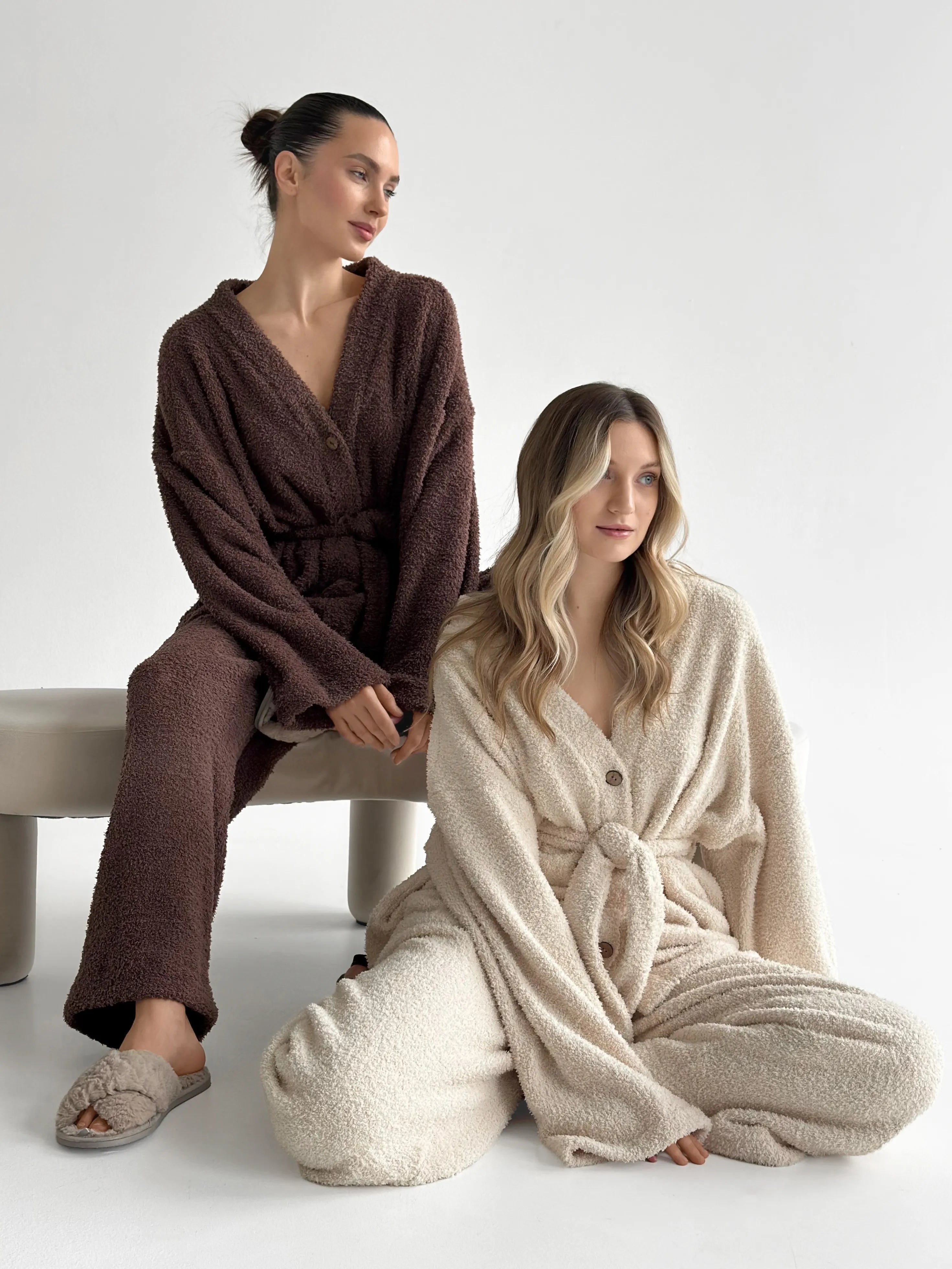 Spodnie Soft frotte, brązowe