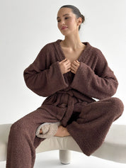 Spodnie Soft frotte, brązowe