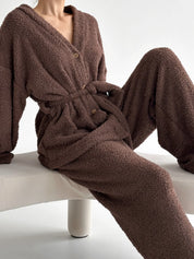 Spodnie Soft frotte, brązowe