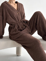 Spodnie Soft frotte, brązowe