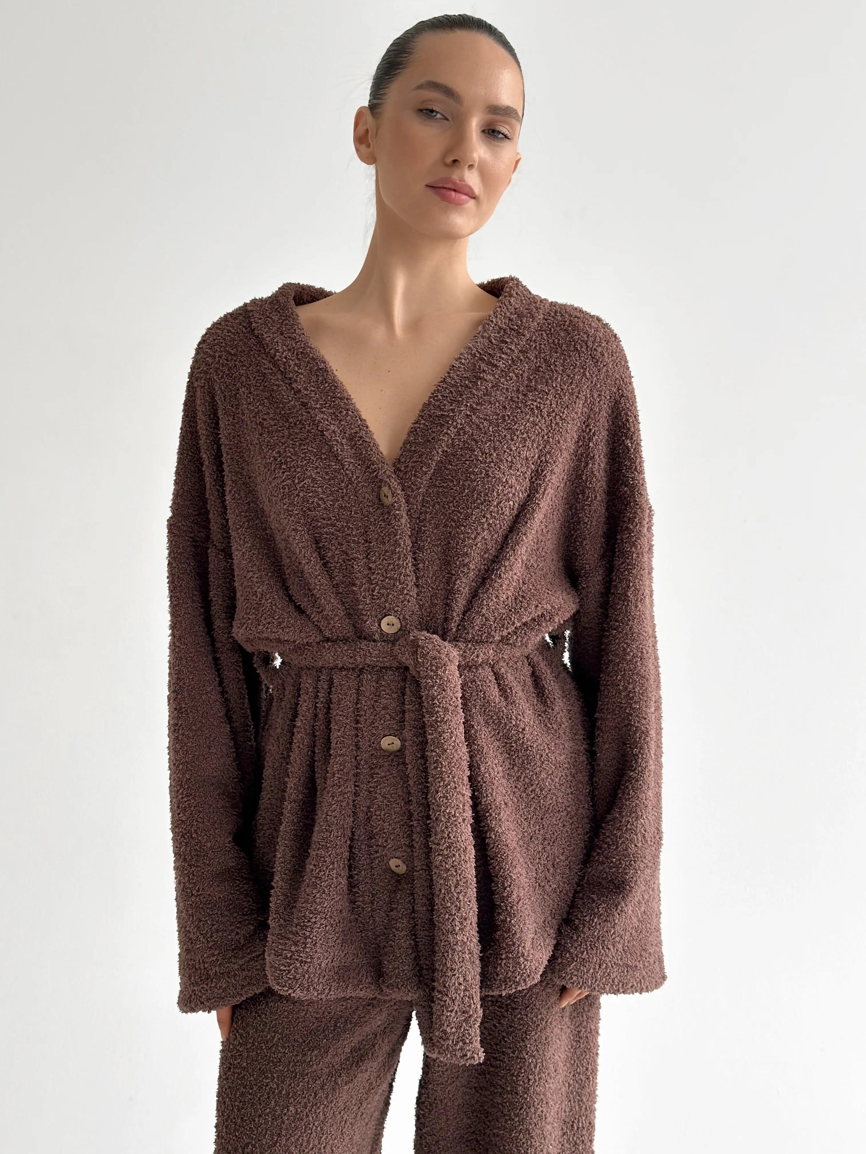 Spodnie Soft frotte, brązowe