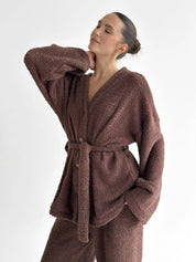 Spodnie Soft frotte, brązowe