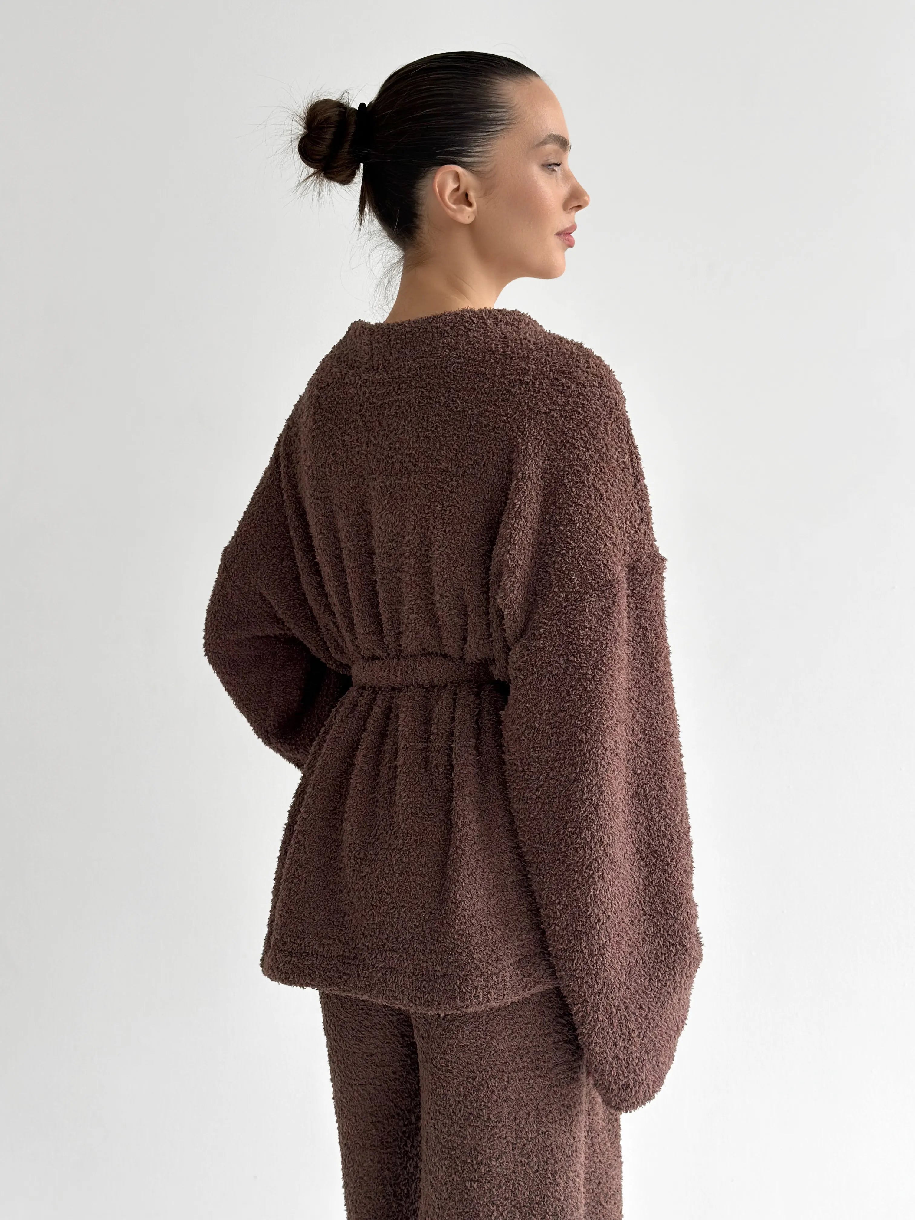 Spodnie Soft frotte, brązowe