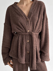 Spodnie Soft frotte, brązowe