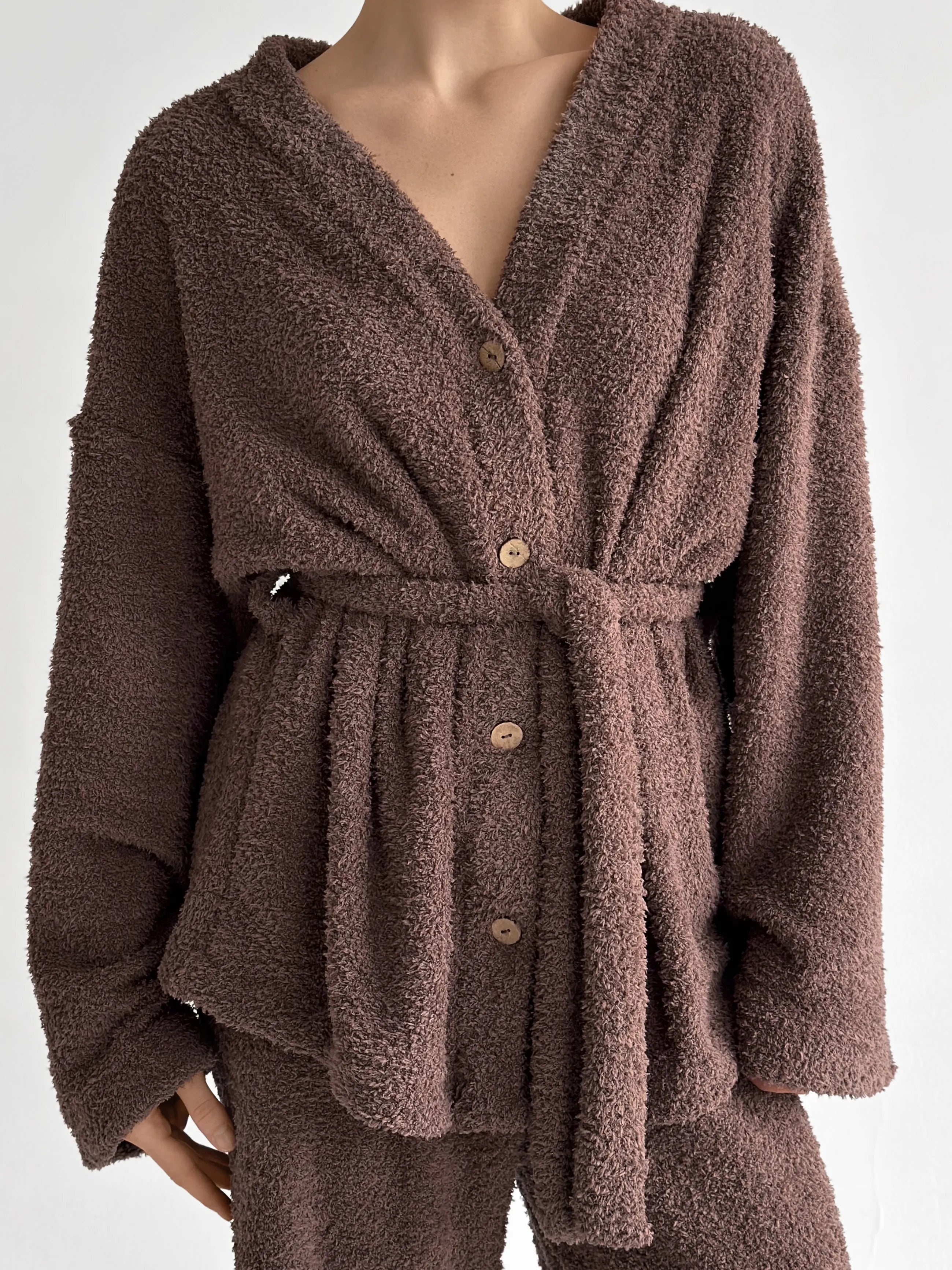 Spodnie Soft frotte, brązowe