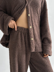 Spodnie Soft frotte, brązowe
