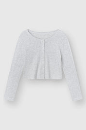 Longsleeve z dzianiny prążkowanej, szary