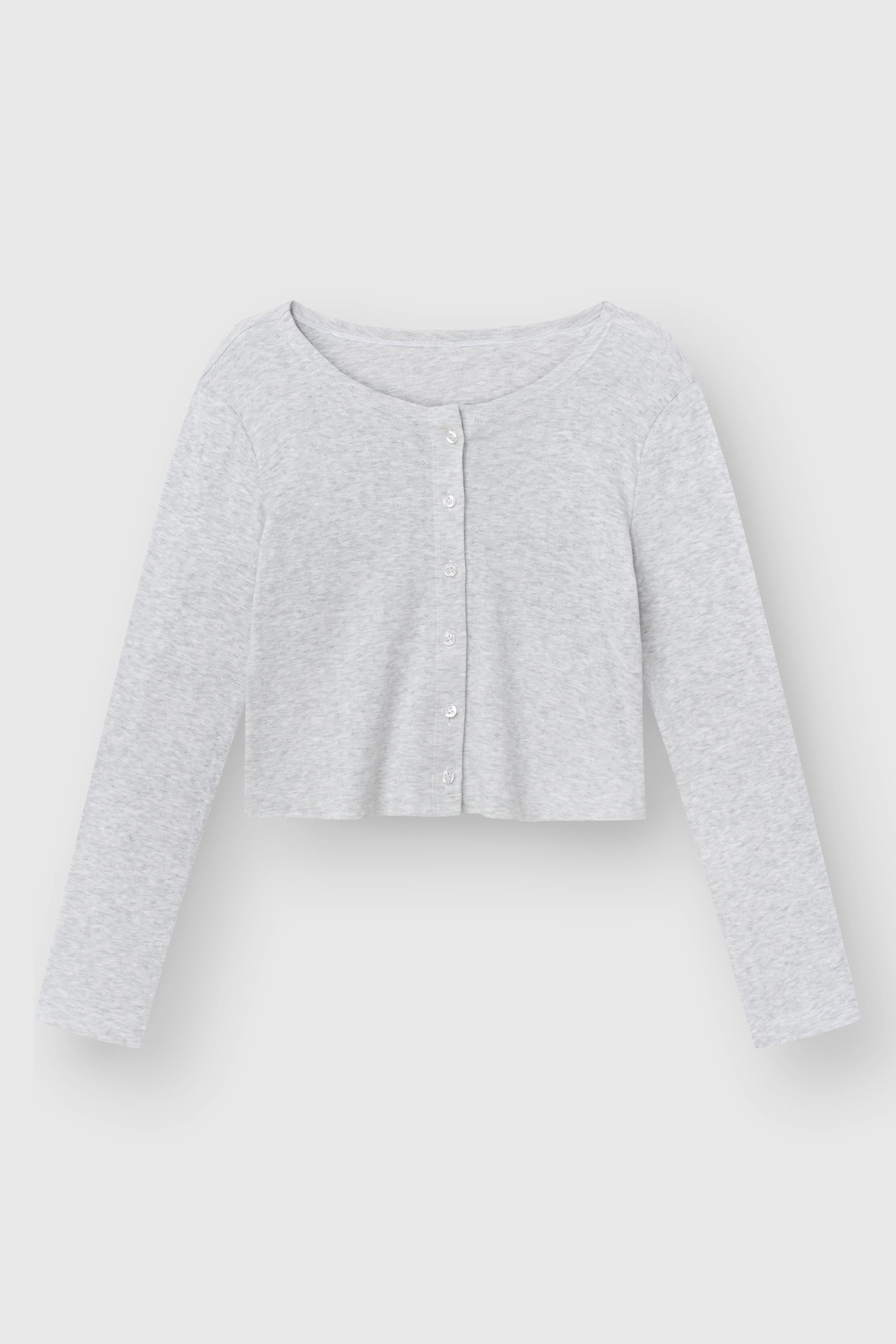Longsleeve z dzianiny prążkowanej, szary