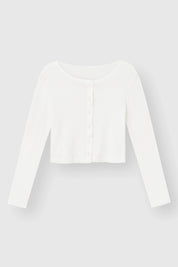 Longsleeve, dzianina prążkowana, mleczny