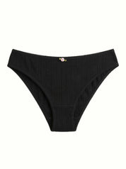 Majtki Slip, dzianina prążkowana, czarne