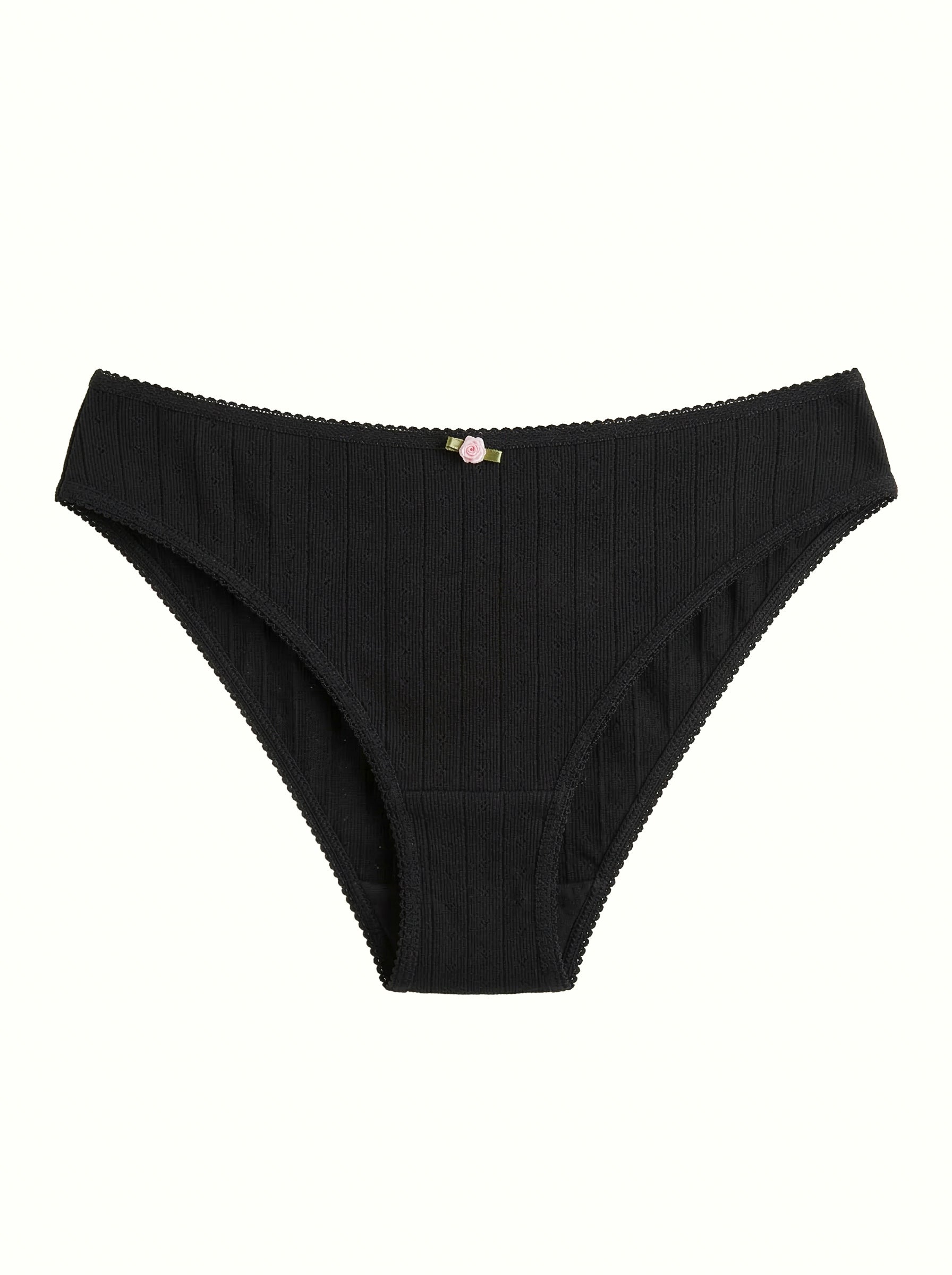 Majtki Slip, dzianina prążkowana, czarne