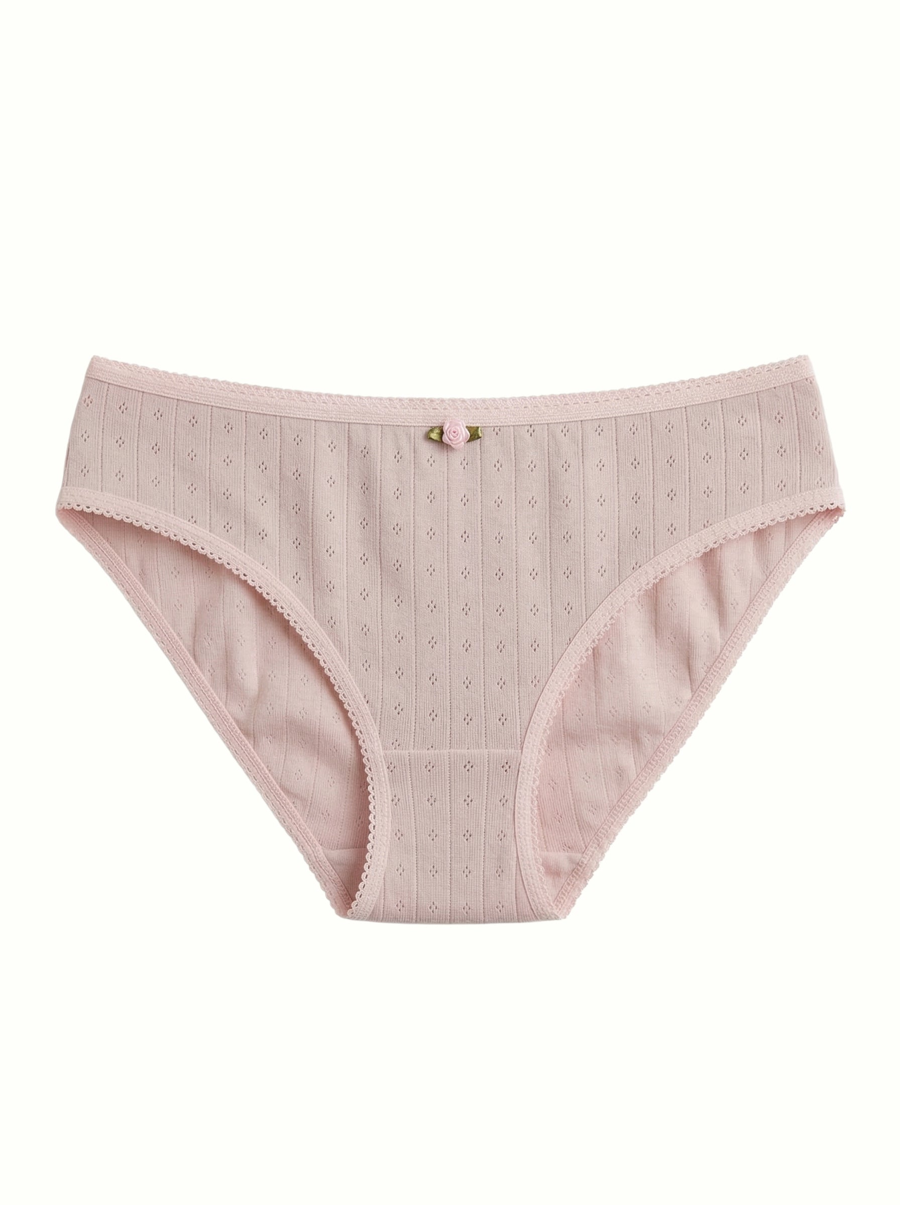 Majtki Slip, dzianina prążkowana, pudrowe