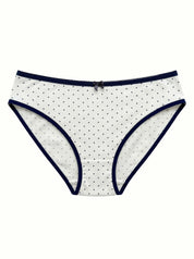 Majtki Slip, dzianina, białe w granatowe groszki