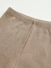Legginsy, dzianina prążkowana, beżowe
