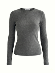 Koszulka longsleeve, dzianina prążkowana, antracytowa