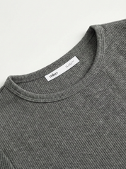 Koszulka longsleeve, dzianina prążkowana, antracytowa