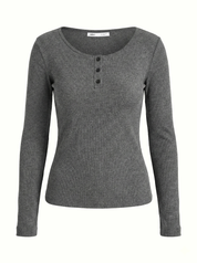 Koszulka longsleeve, dzianina prążkowana, antracytowa