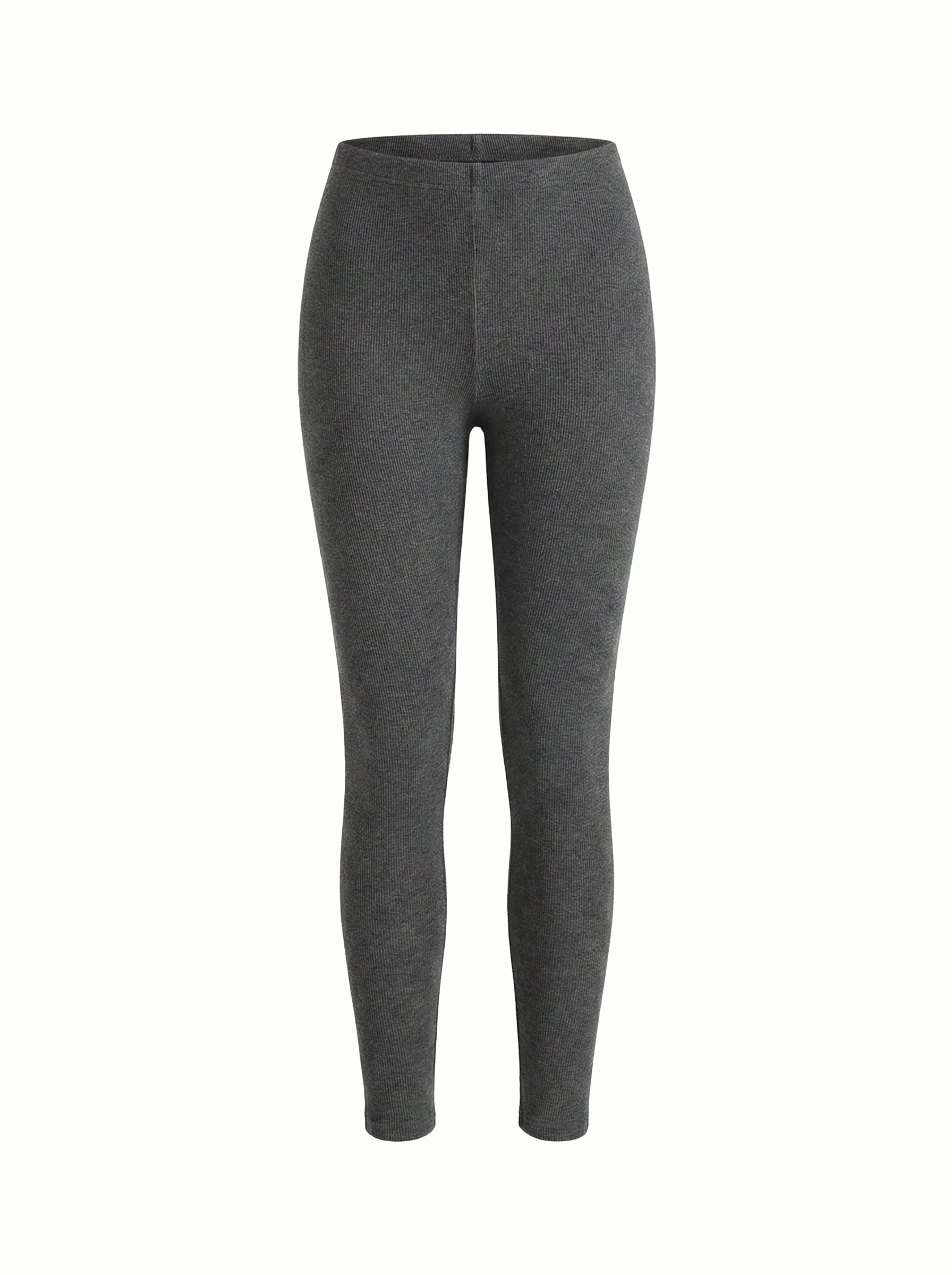 Legginsy, dzianina prążkowana, antracytowe