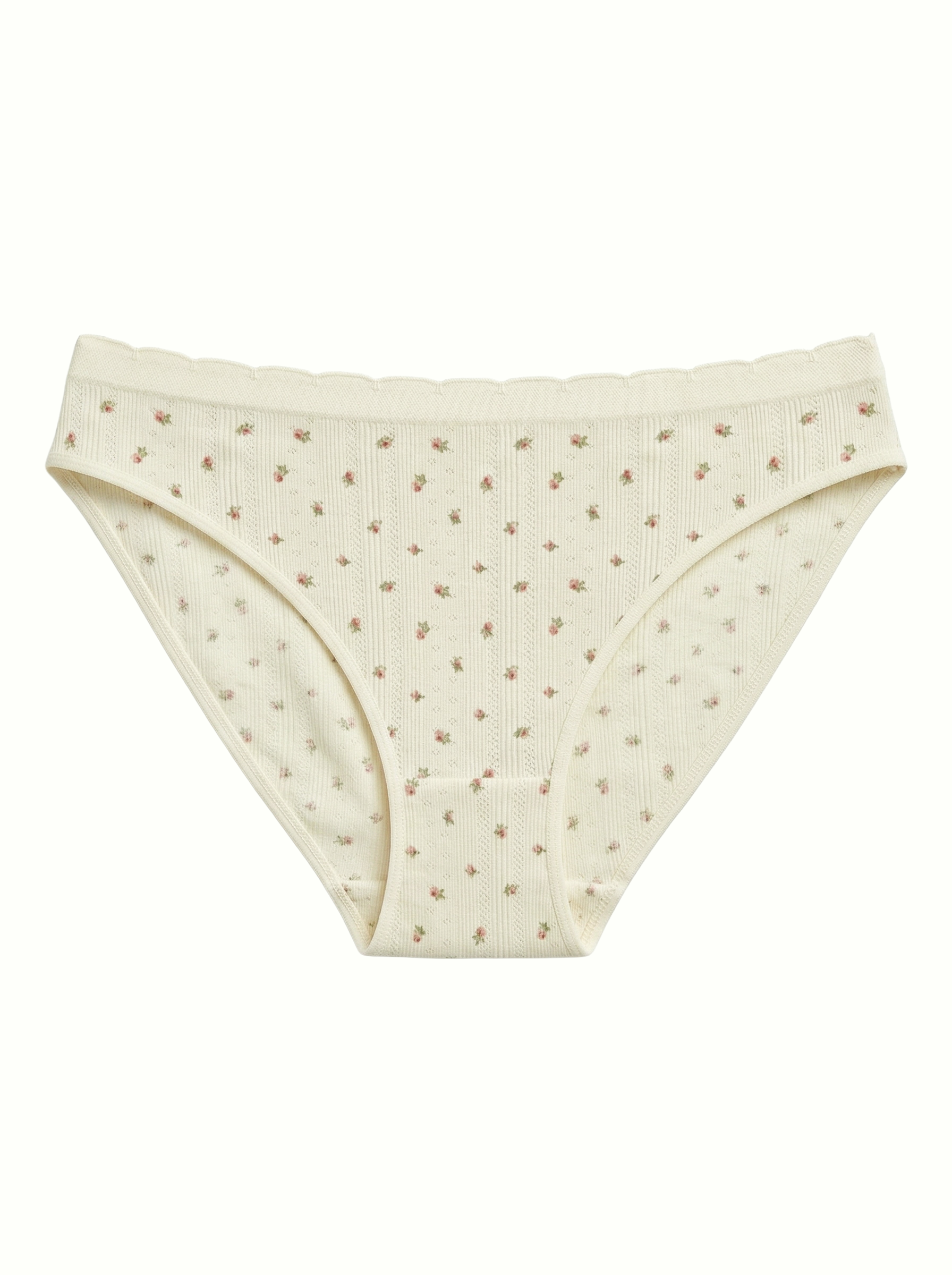 Majtki Slip bazowe, mleczne w róże