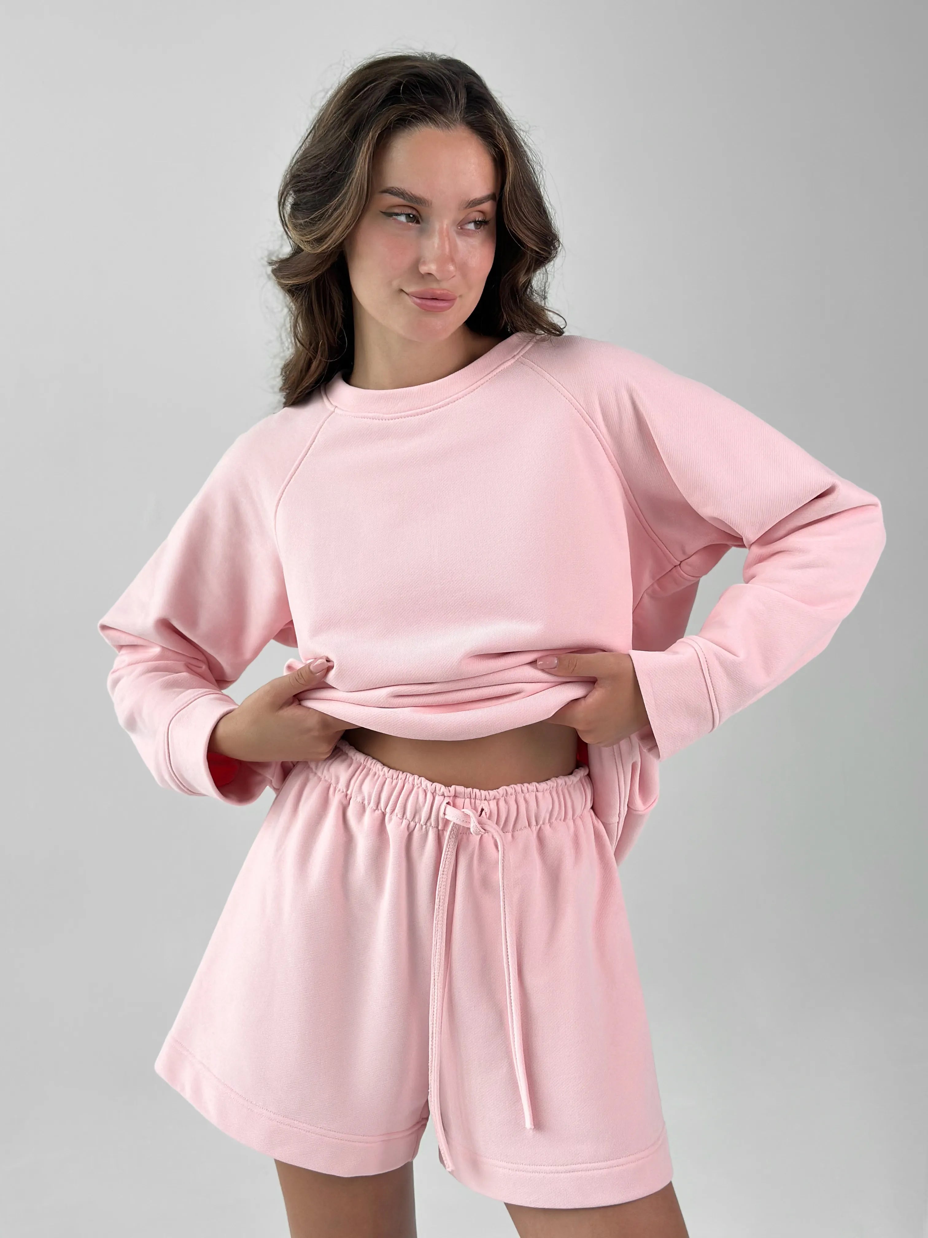 Bluza bez kaptura, z dzianiny 3-nitkowej, różowa