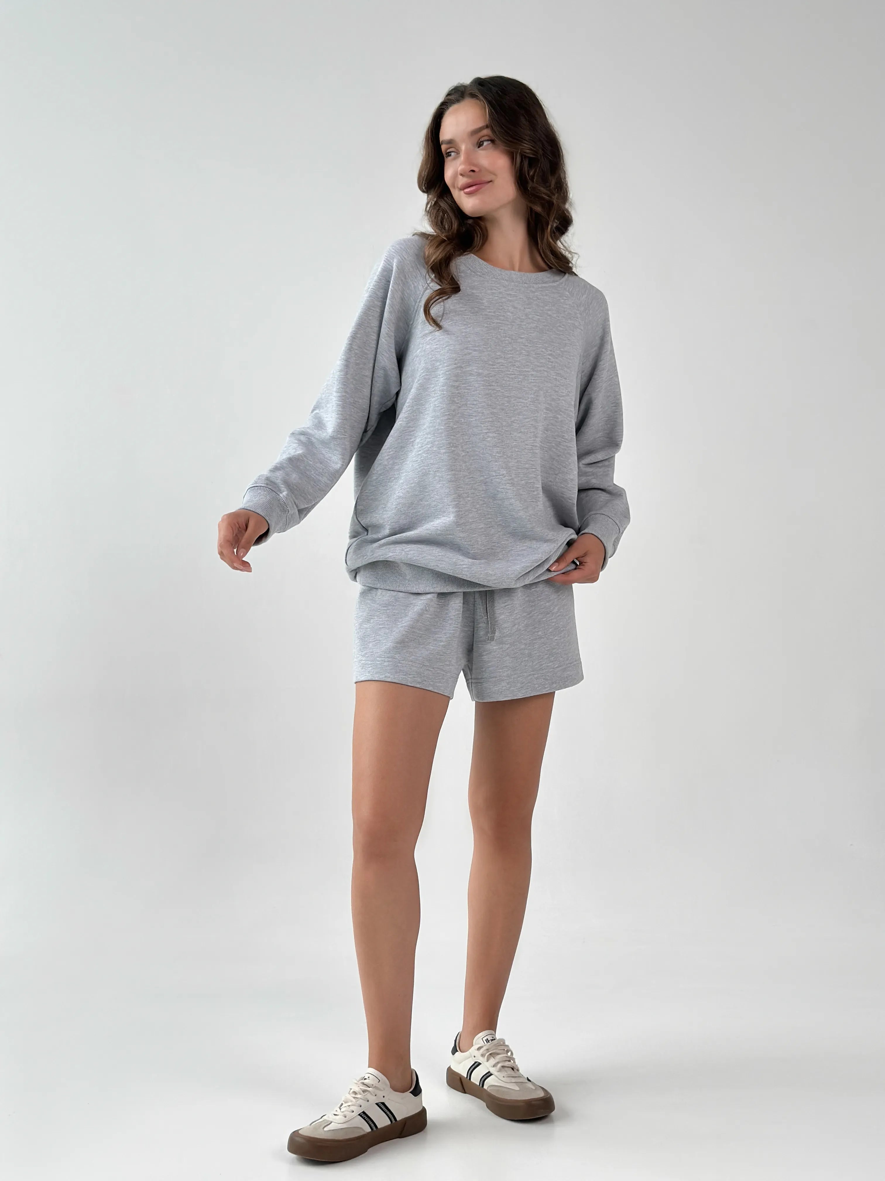 Bluza bez kaptura, z dzianiny 3-nitkowej, szara