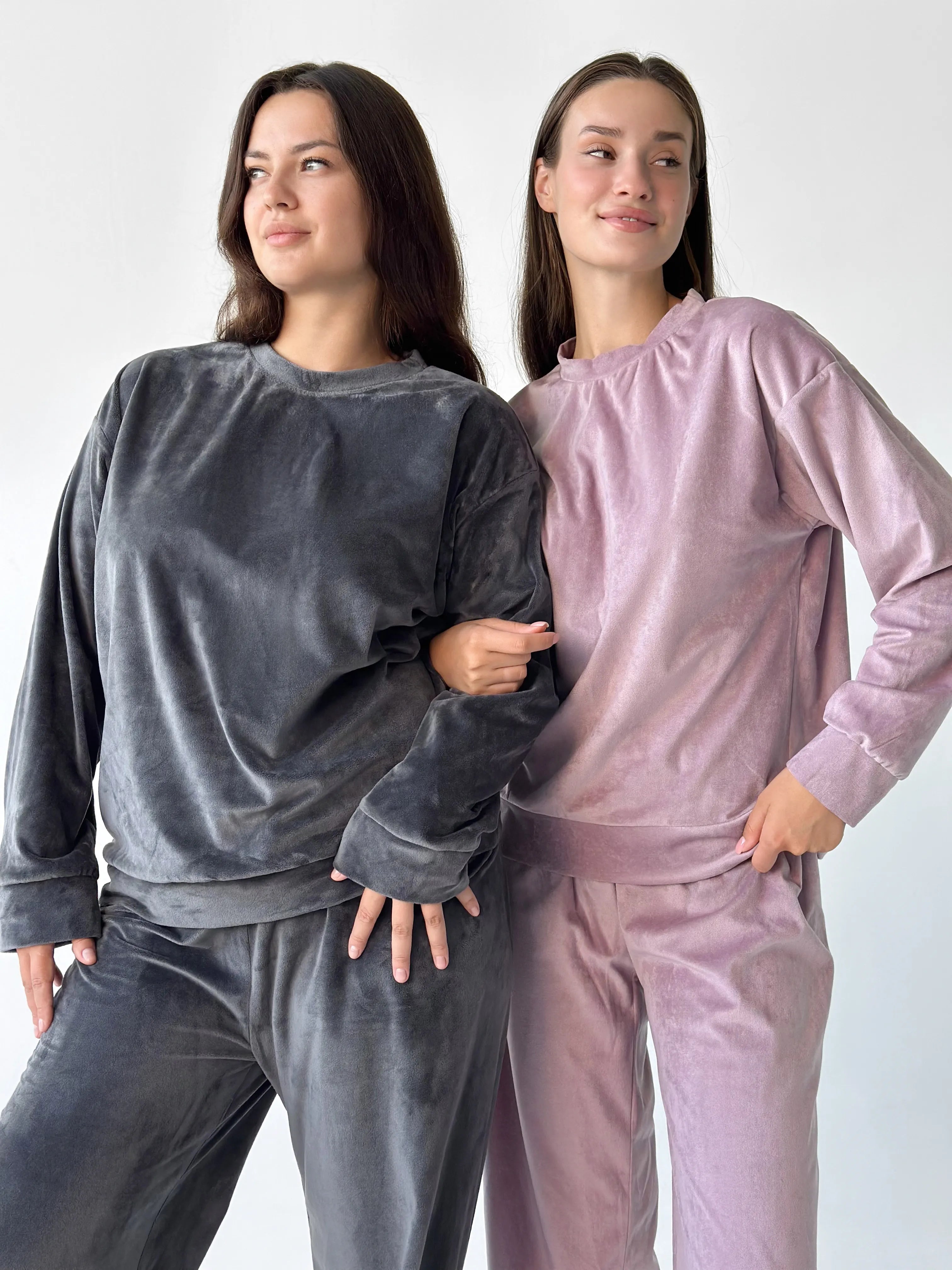 Komplet, pluszowy spodnie i bluza, fioletowy