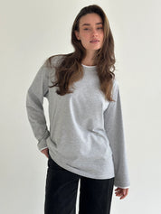Longsleeve z białą lamówką, szary