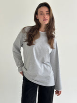 Longsleeve z białą lamówką, szary