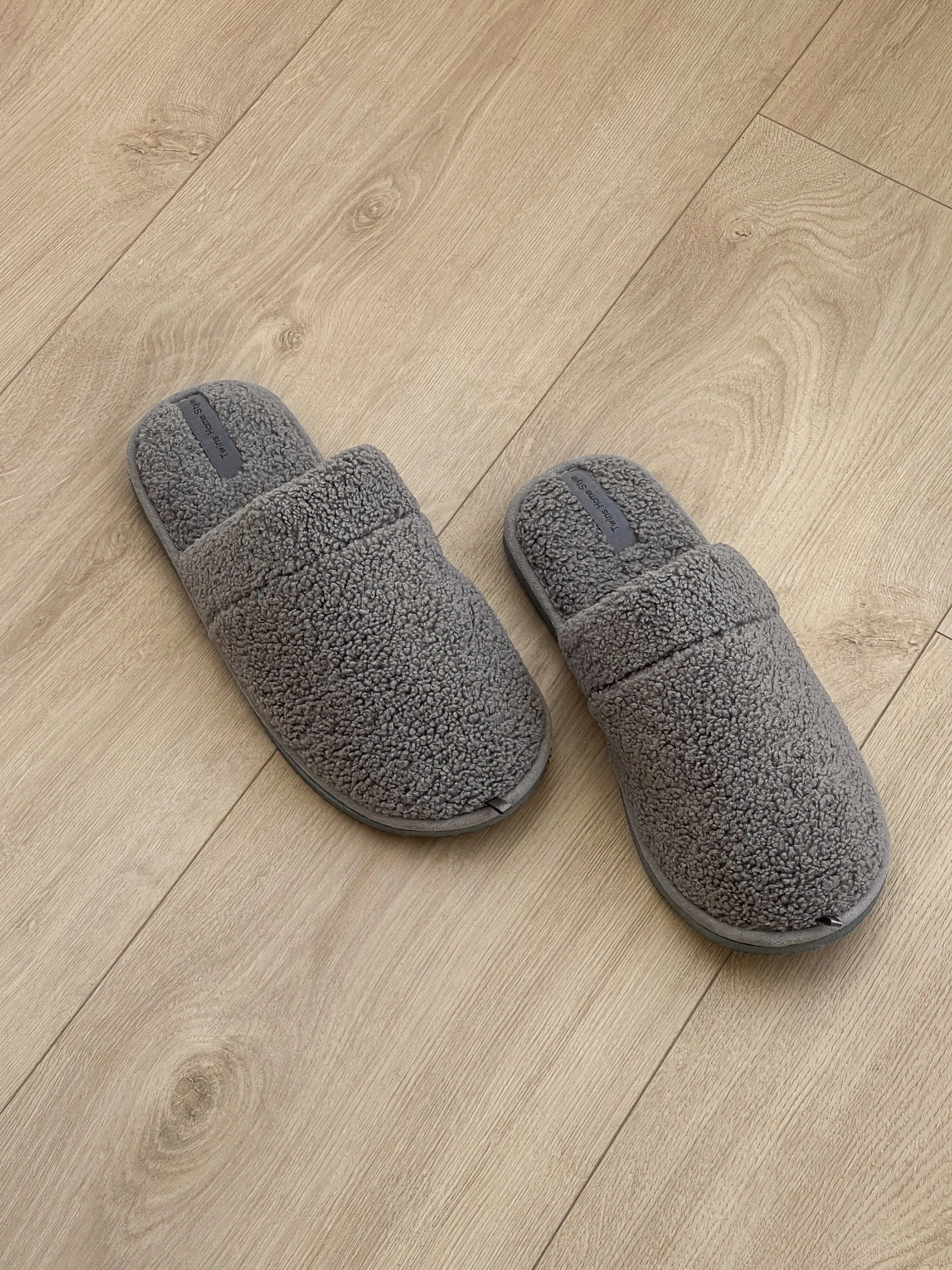 Kapcie męskie domowe TEDDY, szare, bez uszu