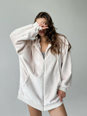 Bluza TEDDY polar dwustronny, beżowa