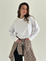 Longsleeve z białą lamówką, biały