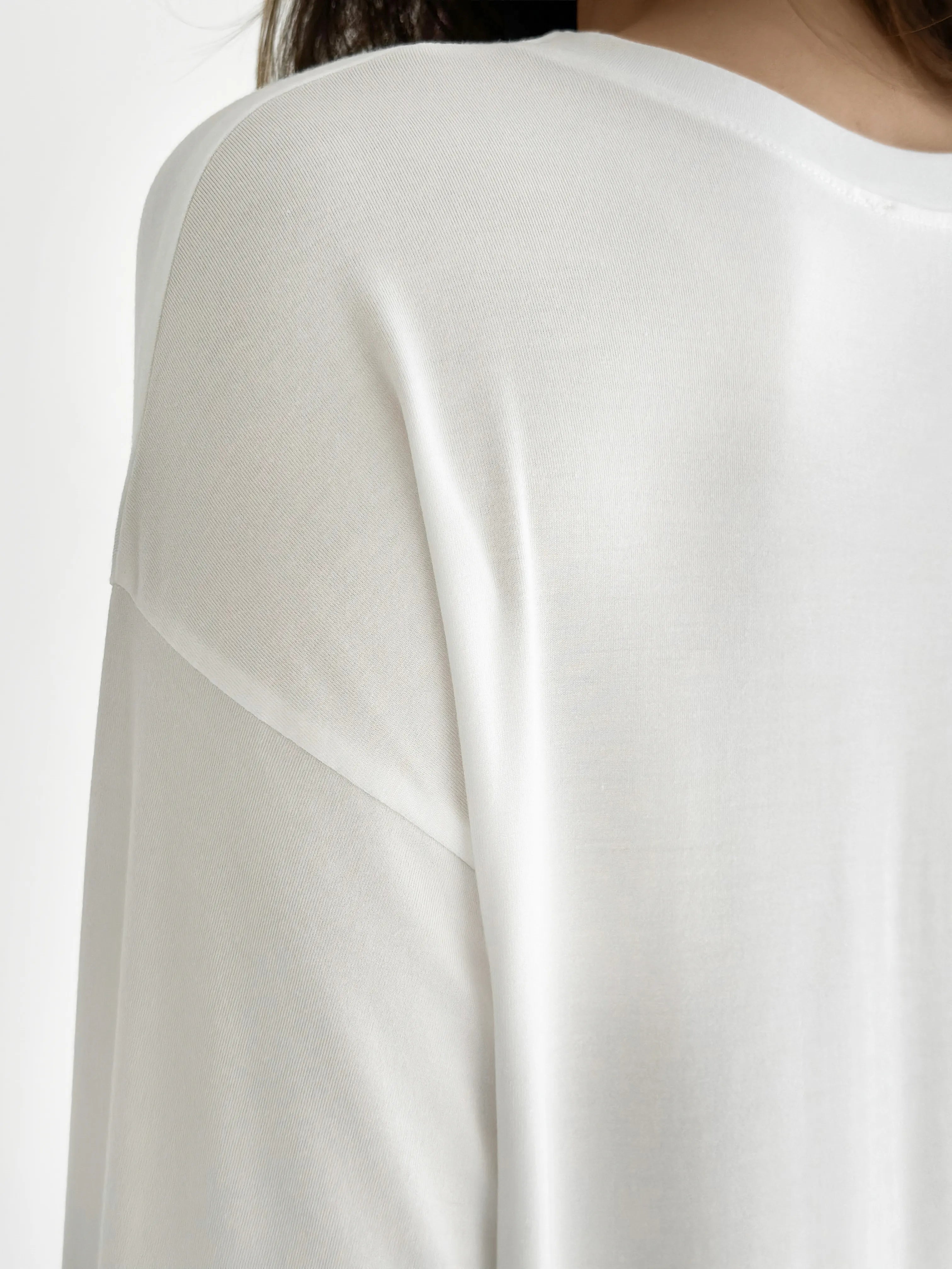 Komplet longsleeve i szerokie spodnie modal, mleczny