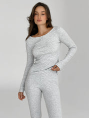 Longsleeve, dzianina prążkowana, szary