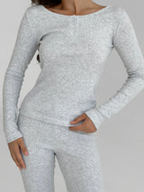 Longsleeve, dzianina prążkowana, szary