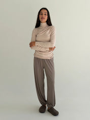 Longsleeve modalowy, pudrowy