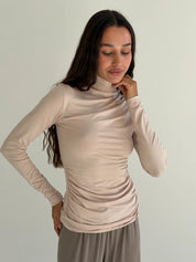 Longsleeve modalowy, pudrowy