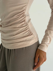 Longsleeve modalowy, pudrowy