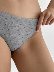 Majtki Slip bawełniane w serduszka, szare