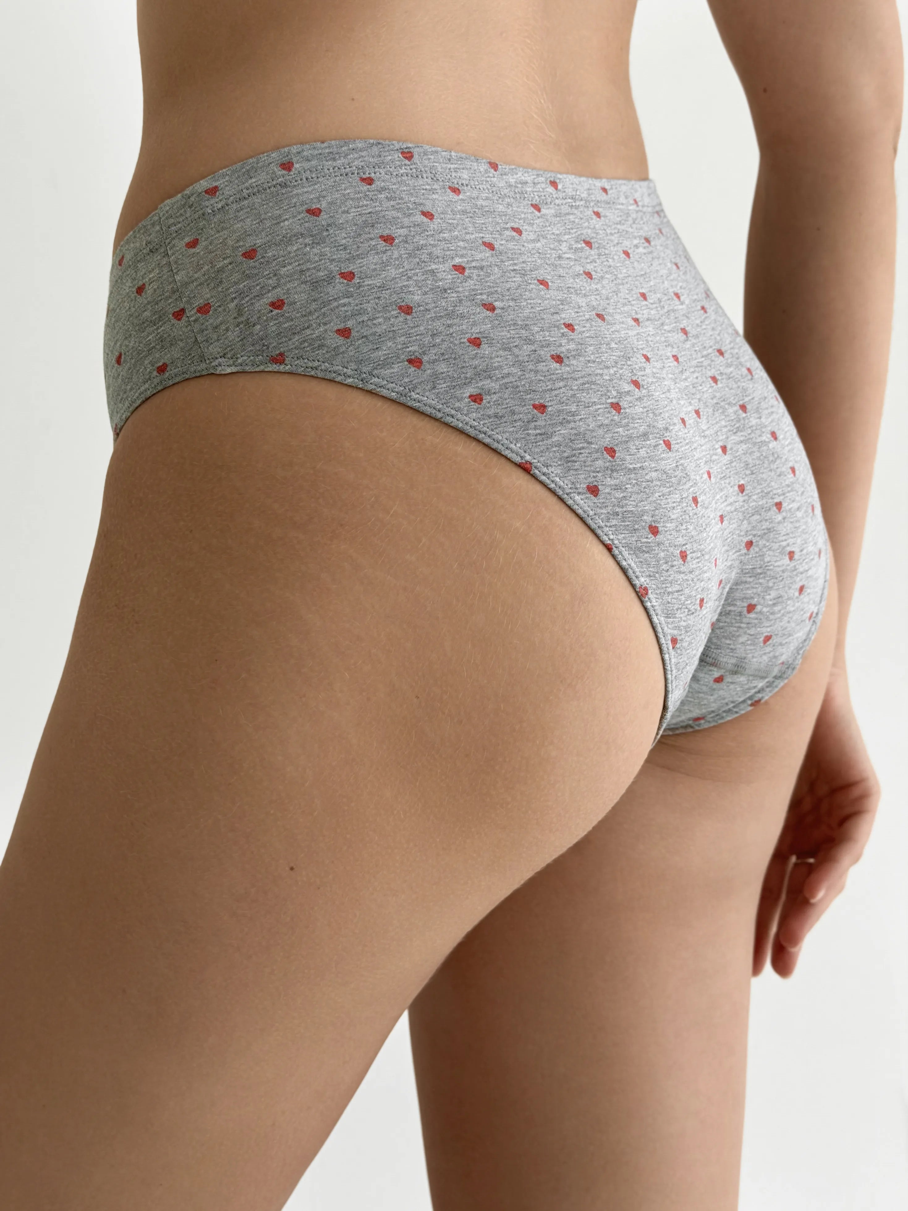 Majtki Slip bawełniane w serduszka, szare