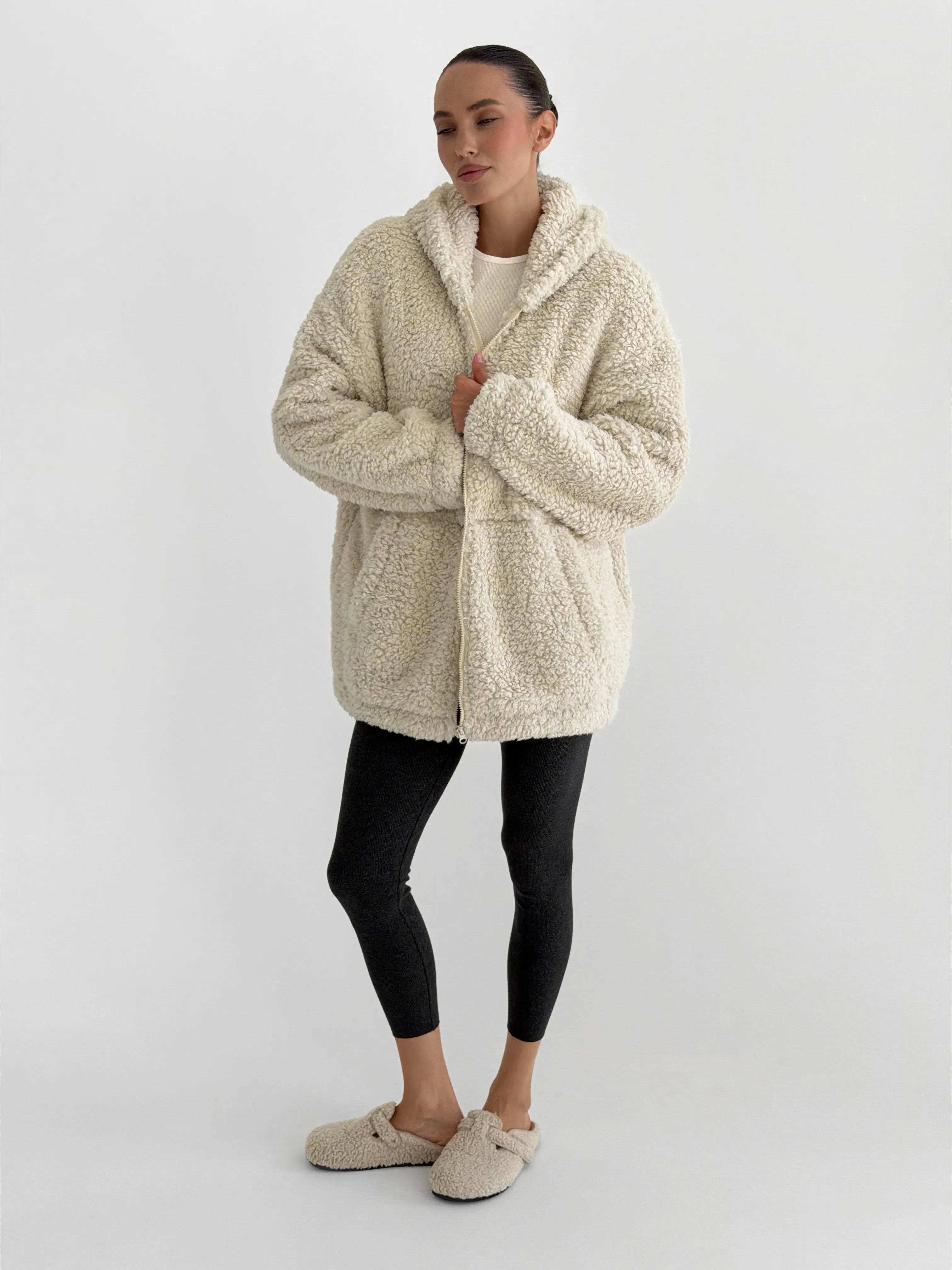 Bluza TEDDY z kapturem, mleczna